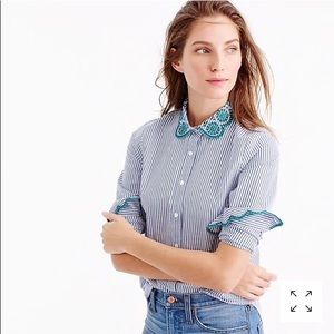 JCrew striped shirt with eyelet trim